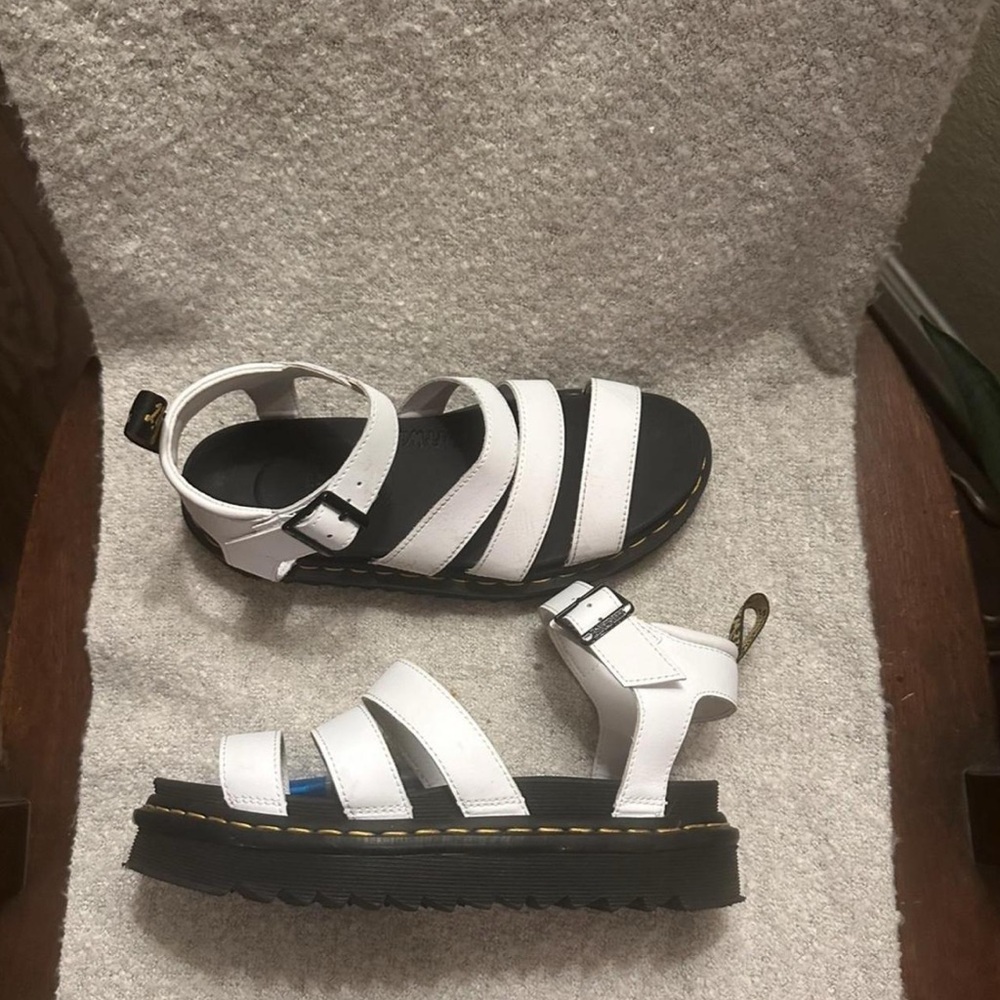 Dr. Martens Women's White Triple-Strap Platform Sandals